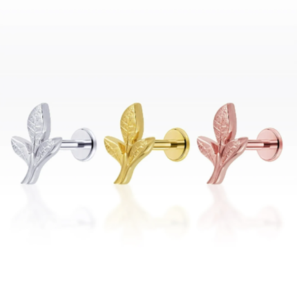 Olive Leaf Screw Flat Back เงินแท้ (ราคาต่อชิ้น)