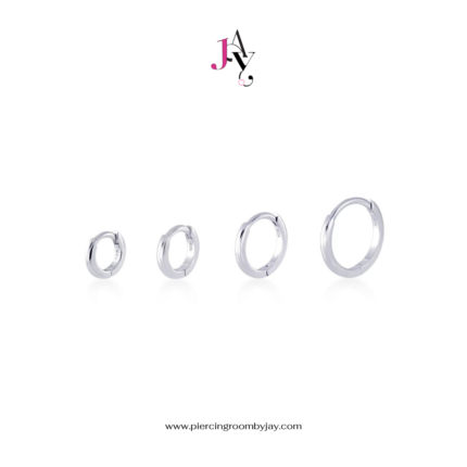 Plain Huggie Hoop (White Gold Plated) จิวห่วง เงินแท้ (ราคาต่อชิ้น)