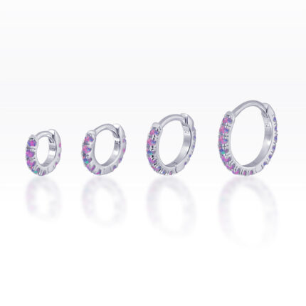 PurpleOpal Eternity Huggie Hoop ห่วงโอปอลม่วง เงินแท้ (ราคาต่อชิ้น)