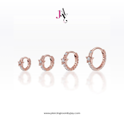 Star CZ Huggie Hoop (Rose Gold Plated) ห่วงเพชรดาว เงินแท้ (ราคาต่อชิ้น)