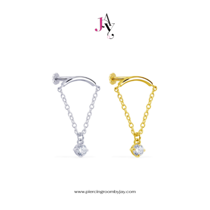 (Pre-order) 14K Solid Gold Dangle Drop Chain Screw Flat Back (ราคาต่อชิ้น)