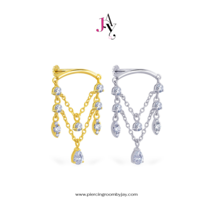 (Pre-order) 14K Solid Gold Chandelier Screw Flat Back (ราคาต่อชิ้น)