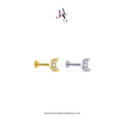(Pre-order) 14K Solid Gold Mini Moon Screw Flat Back (ราคาต่อชิ้น)