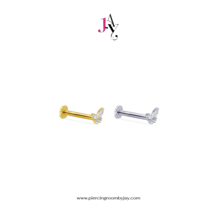 (Pre-order) 14K Solid Gold Tiny Butterfly Screw Flat Back (ราคาต่อชิ้น)