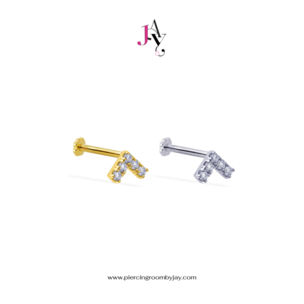 (Pre-order) 14K Solid Gold Mini Chevron Screw Flat Back (ราคาต่อชิ้น)