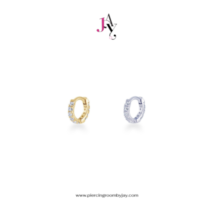 (Pre-order) 14K Solid Gold CZ Huggie Hoop 6mm diameter (ราคาต่อชิ้น)