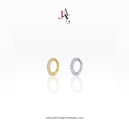 (Pre-order) 14K Solid Gold Slim Front Facing CZ Clicker 6mm (ราคาต่อชิ้น)