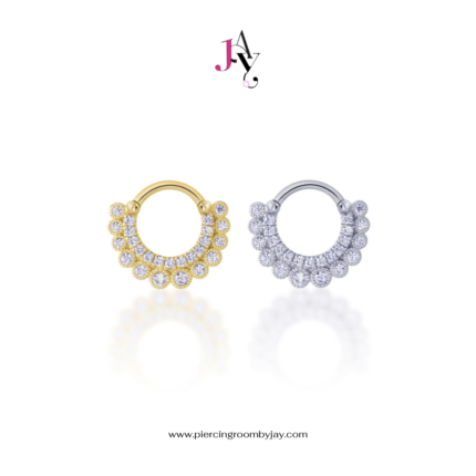 (Pre-order) 14K Solid Gold Double Crown CZ Clicker (ราคาต่อชิ้น)