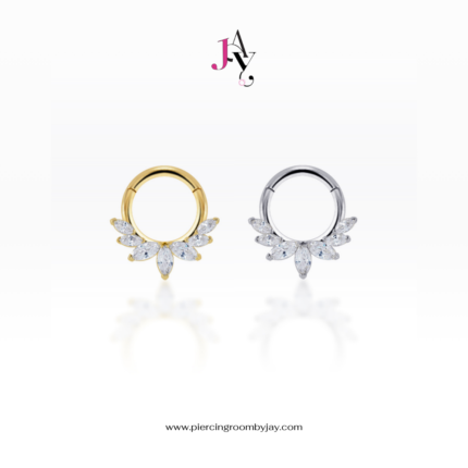 (Pre-order) 14K Solid Gold Marquise CZ Tiara Clicker (ราคาต่อชิ้น)