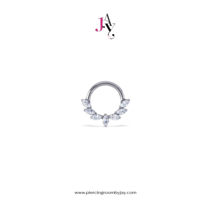 7 Marquise CZ Titanium G23 Clicker ห่วงล๊อคไททาเนียม เกรดการแพทย์ (ราคาต่อชิ้น)