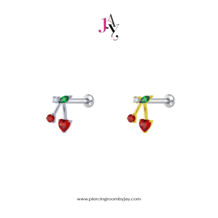 Cherry CZ Color Titanium Flat Back เกรดการแพทย์ (ราคาต่อชิ้น)