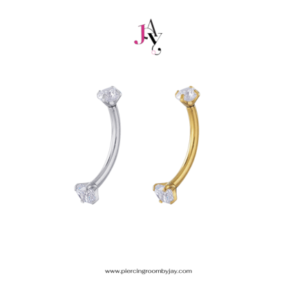 Prong Clear CZ 3 mm Banana Barbell (1.2 mm) เกรดการแพทย์ (ราคาต่อชิ้น)