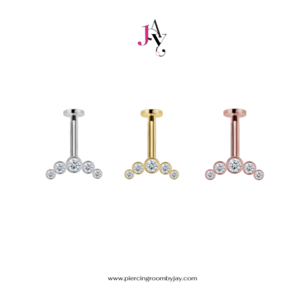 Five stone curve vertical Flat Back เงินแท้ (ราคาต่อชิ้น)