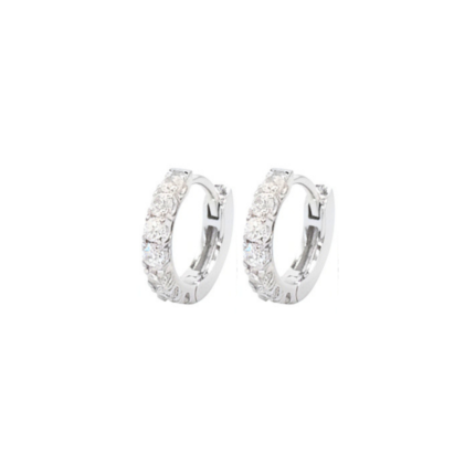 Pair of Eternity Huggie Hoop (2mm) เงินแท้ (ราคาต่อคู่)