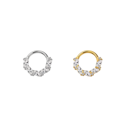 CZ Dancing Marquise Clicker ห่วงล๊อคไททาเนียม G23 เกรดการแพทย์ (ราคาต่อชิ้น)