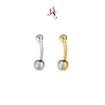 Double Jewels Crystal Ball 4/6 Titanium Belly Ring เกรดการแพทย์ (ราคาต่อชิ้น)