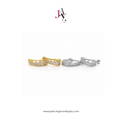 Trinity Crown CZ Bar Hoop (ราคาต่อชิ้น)